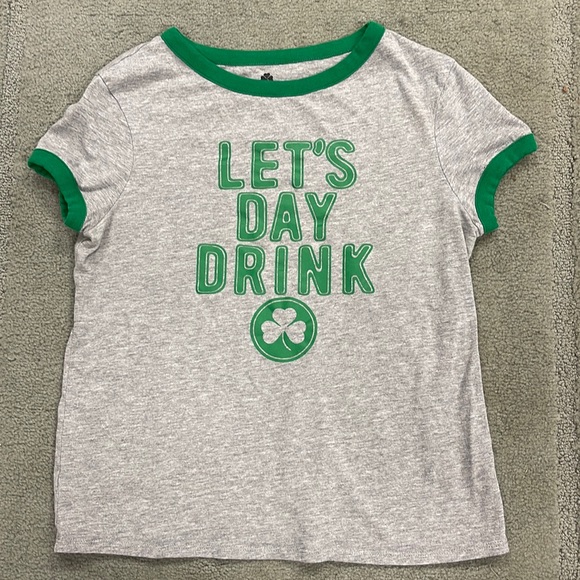 LET’S DAY DRINK Green Gray Shamrock T-Shirt - Picture 1 of 5